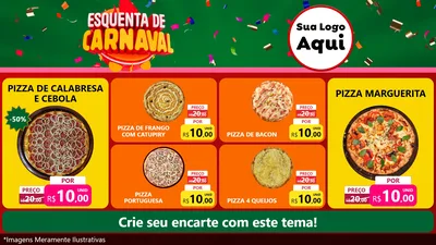 Modelo de TV para TV Horizontal com o tema Esquenta de Carnaval para Pizzaria