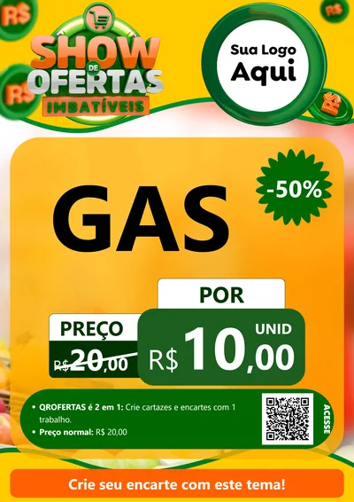 Modelo de Cartaz para Cartaz A4 Vertical com o tema Show de Ofertas Imbatíveis para Água e gás