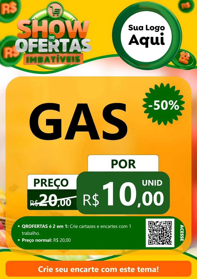 Modelo de Cartaz para Cartaz A4 Vertical com o tema Show de Ofertas Imbatíveis para Água e gás