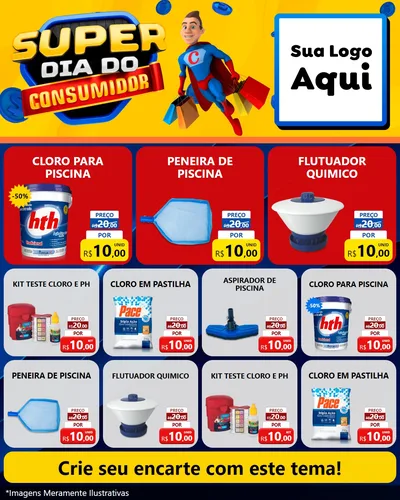 Modelo de Rede Social para Feed Instagram com o tema Super Dia do Consumidor para Produtos para Piscina