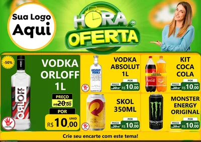Modelo de Encarte para Encarte A4 Horizontal com o tema Hora da Oferta para Distribuidora de bebidas