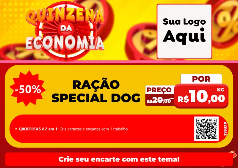 Modelo de Cartaz para Cartaz A4 Horizontal com o tema Quinzena Da Economia para Pet Shop