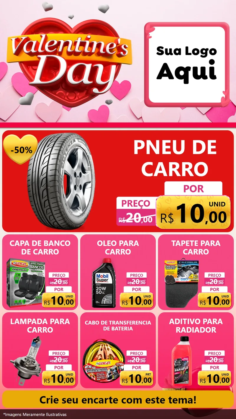 Modelo de Rede Social para Stories com o tema Valentine's Day para Auto peças