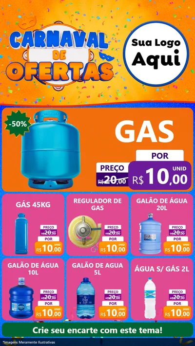 Modelo de Rede Social para Stories com o tema Carnaval de Ofertas para Água e gás