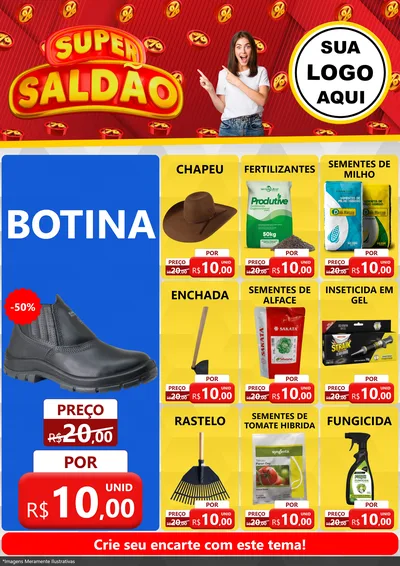 Modelo de Encarte para Encarte A4 Vertical com o tema Super Saldão para Agropecuária