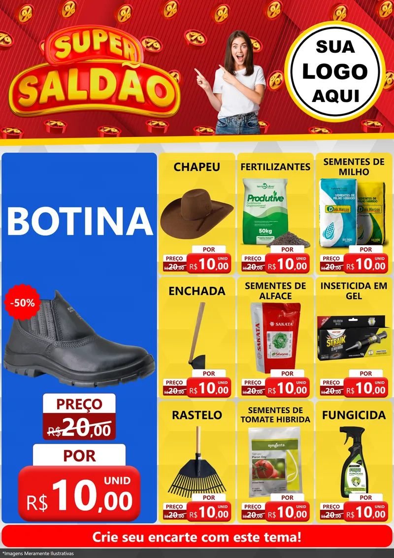 Modelo de Encarte para Encarte A4 Vertical com o tema Super Saldão para Agropecuária