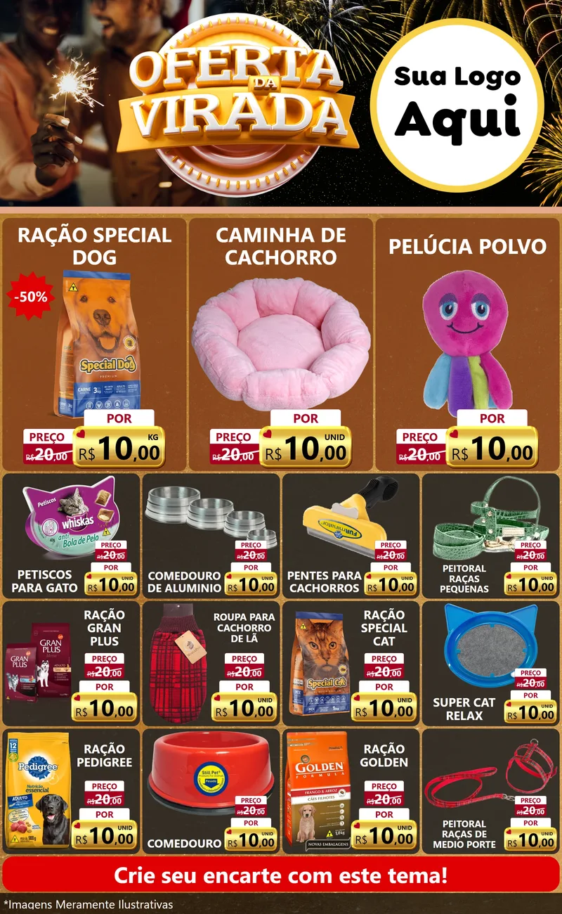 Modelo de Encarte para Encarte Grande com o tema Oferta da Virada para Pet Shop