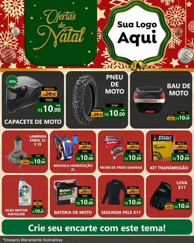 Modelo de Rede Social para Feed Instagram com o tema Natal de Ofertas para Moto peças