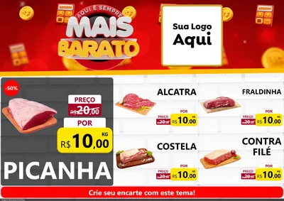 Modelo de Encarte para Encarte A4 Horizontal com o tema Mais Barato para Açougue