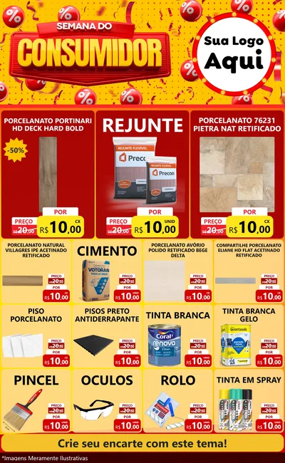 Modelo de Encarte para Encarte Grande com o tema Semana do Consumidor para Pisos e revestimentos