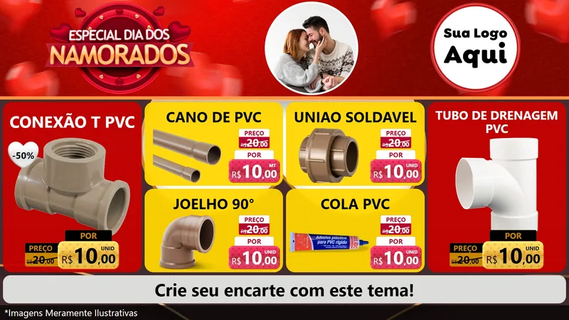 Modelo de TV para TV Horizontal com o tema Especial Dia Dos Namorados para Tubos e conexões
