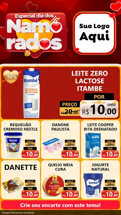Modelo de Rede Social para Stories com o tema Especial Dia dos Namorados para Frios e Laticínios