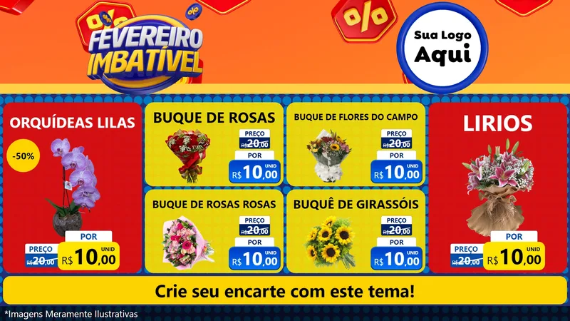 Modelo de TV para TV Horizontal com o tema Fevereiro Imbatível para Floricultura e jardim