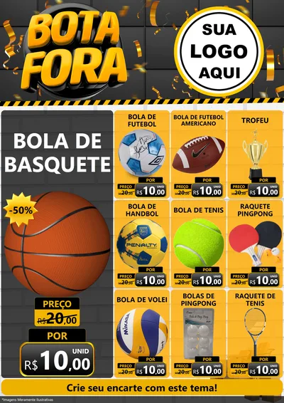 Modelo de Encarte para Encarte A4 Vertical com o tema Bota Fora para Artigos Esportivos