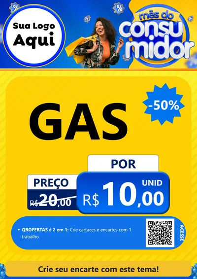 Modelo de Cartaz para Cartaz A4 Vertical com o tema Mês do Consumidor para Água e gás