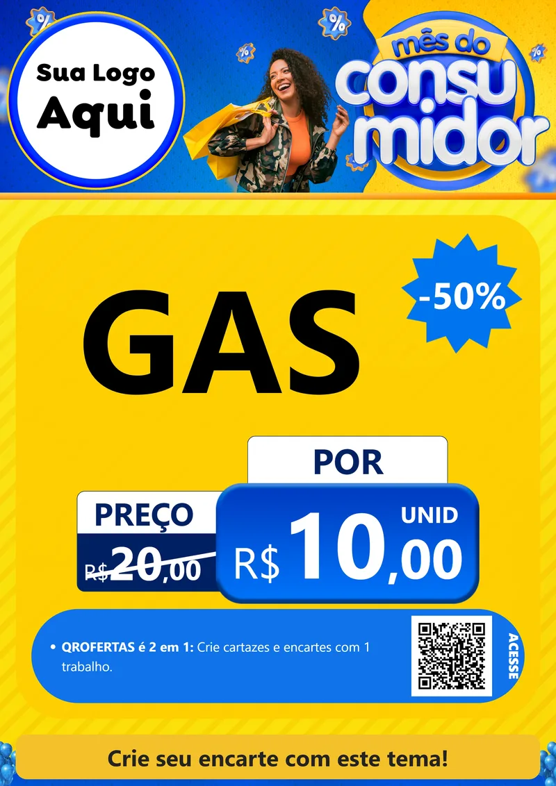 Modelo de Cartaz para Cartaz A4 Vertical com o tema Mês do Consumidor para Água e gás
