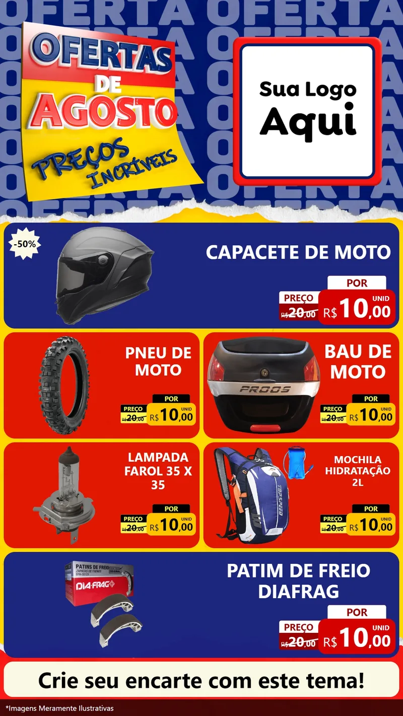 Modelo de TV para TV Vertical com o tema Ofertas de Agosto - Preços Incríveis para Moto peças