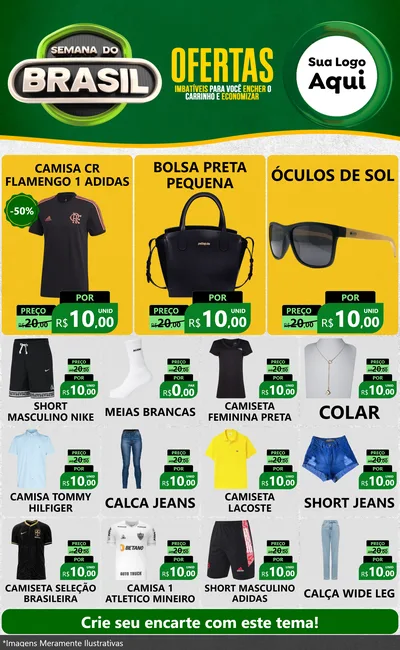Modelo de Encarte para Encarte Grande com o tema Semana do Brasil para Roupas e acessórios