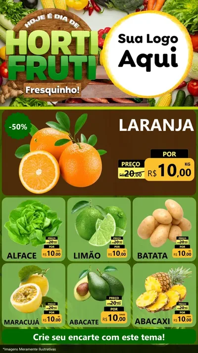 Modelo de Rede Social para Stories com o tema Hoje É Dia De Hortifruti para Hortifrúti