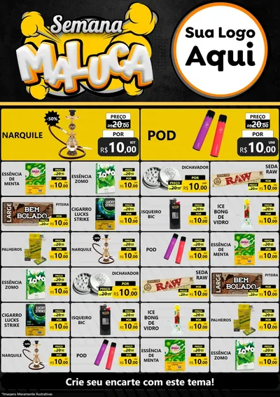 Modelo de Encarte para Encarte A4 Vertical com o tema Semana Maluca para Tabacaria