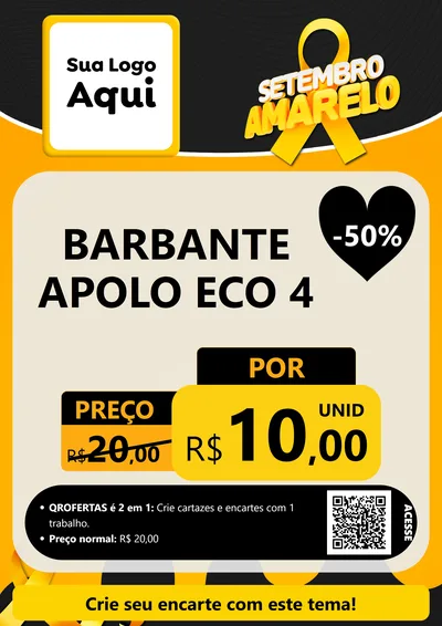 Modelo de Cartaz para Cartaz A4 Vertical com o tema Setembro Amarelo para Armarinho e Aviamentos