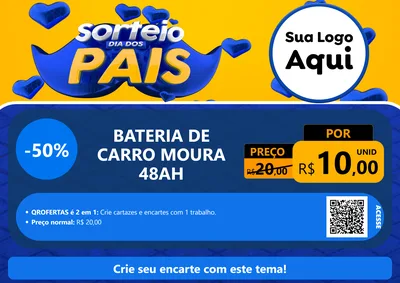 Modelo de Cartaz para Cartaz A4 Horizontal com o tema Sorteio Dia dos Pais para Baterias Elétricas