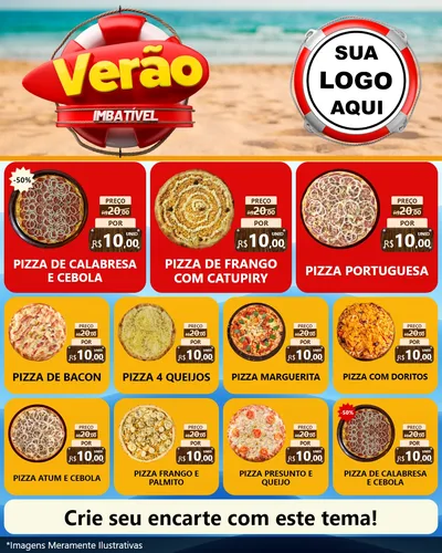 Modelo de Rede Social para Feed Instagram com o tema Verão Imbatível para Pizzaria