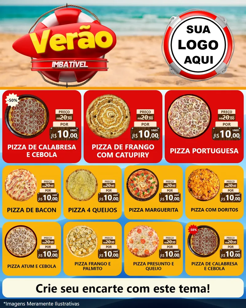 Modelo de Rede Social para Feed Instagram com o tema Verão Imbatível para Pizzaria