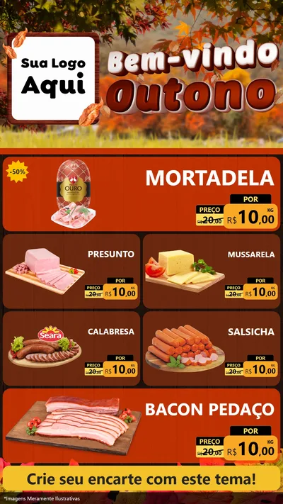 Modelo de TV para TV Vertical com o tema Bem-vindo Outono para Frios e Laticínios