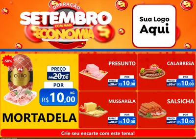 Modelo de Encarte para Encarte A4 Horizontal com o tema Operação Setembro Com Muita Economia para Frios e Laticínios
