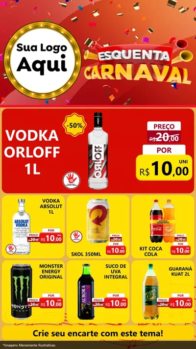 Modelo de Rede Social para Stories com o tema Esquenta Carnaval para Distribuidora de bebidas
