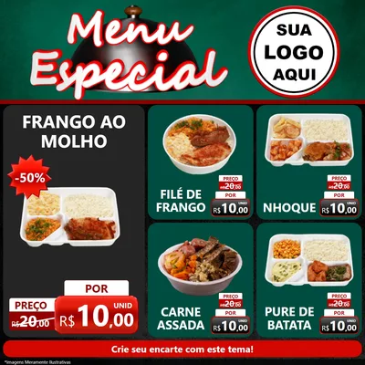 Modelo de Rede Social para Feed Facebook com o tema Menu Especial para Restaurante
