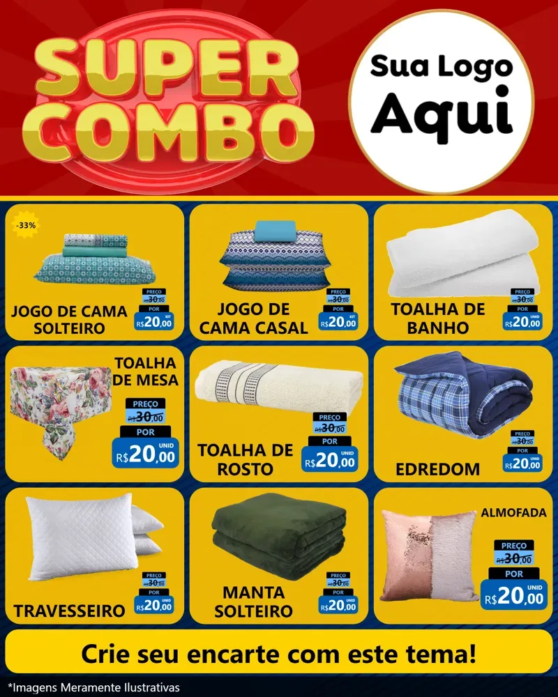 Modelo de Rede Social para Feed Instagram com o tema Super Combo para Cama, Mesa e Banho