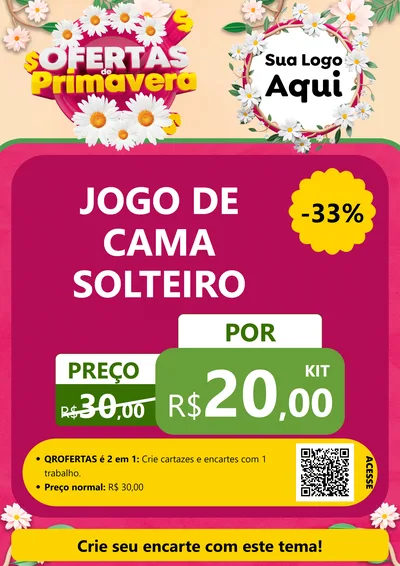Modelo de Cartaz para Cartaz A4 Vertical com o tema Ofertas de Primavera para Cama, Mesa e Banho