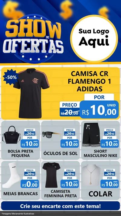 Modelo de Rede Social para Stories com o tema Show de Ofertas para Roupas e acessórios