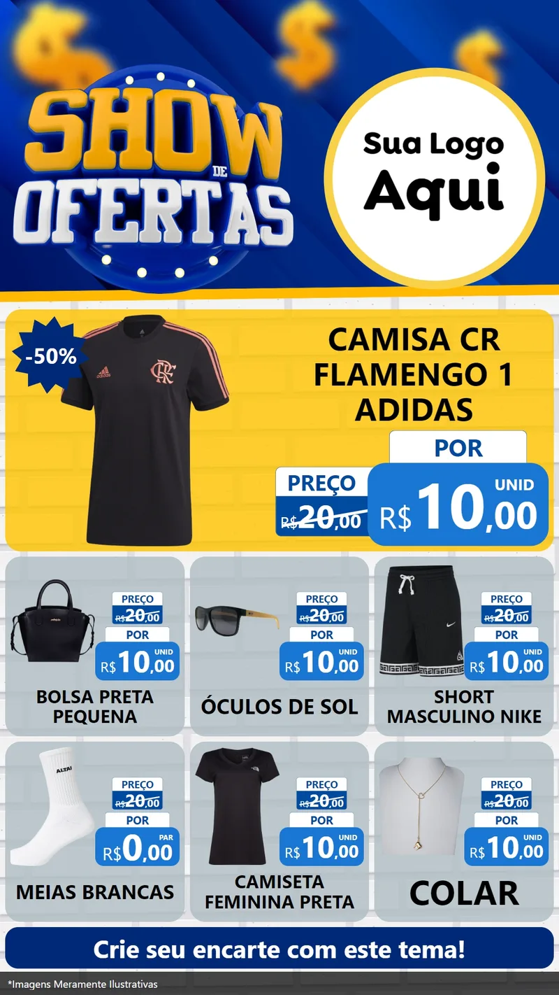 Modelo de Rede Social para Stories com o tema Show de Ofertas para Roupas e acessórios
