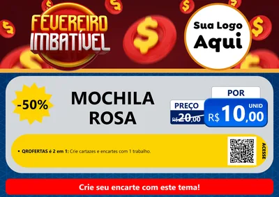 Modelo de Cartaz para Cartaz A4 Horizontal com o tema Fevereiro Imbatível para Papelaria
