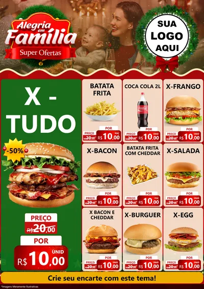 Modelo de Encarte para Encarte A4 Vertical com o tema Alegria Em Família - Super Ofertas para Hamburgueria