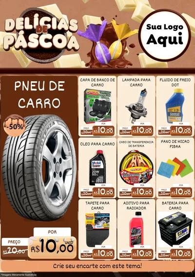 Modelo de Encarte para Encarte A4 Vertical com o tema Delícias de Páscoa para Auto peças