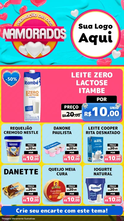 Modelo de Rede Social para Stories com o tema Promoção Dia dos Namorados para Frios e Laticínios