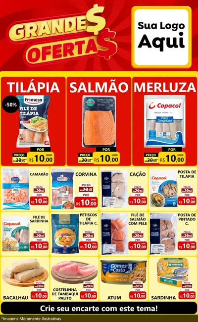 Modelo de Encarte para Encarte Grande com o tema Grandes Ofertas para Peixaria