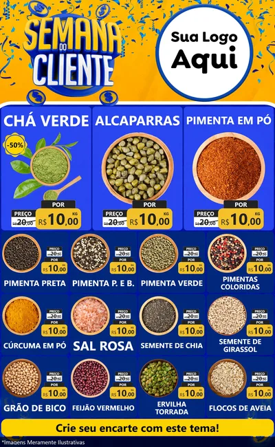 Modelo de Encarte para Encarte Grande com o tema Semana do Cliente para Produtos Naturais