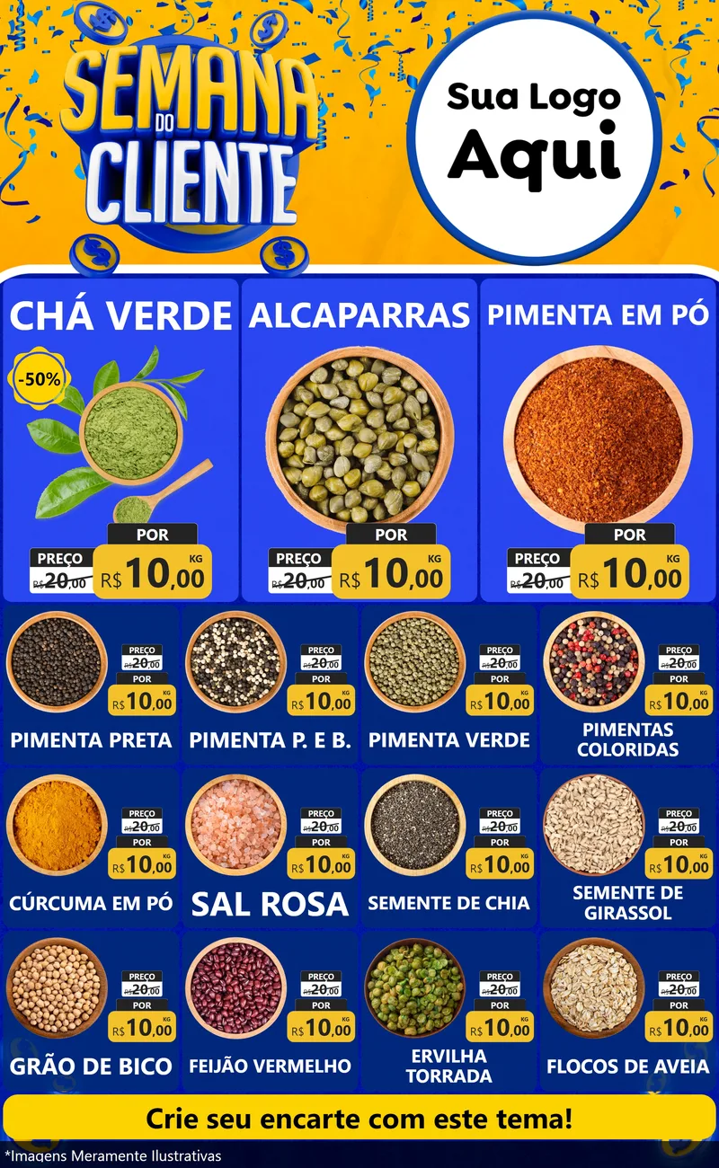 Modelo de Encarte para Encarte Grande com o tema Semana do Cliente para Produtos Naturais