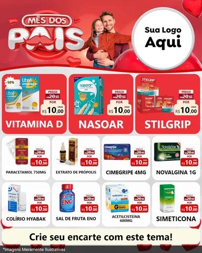 Modelo de Rede Social para Feed Instagram com o tema Mês dos Pais para Farmácia