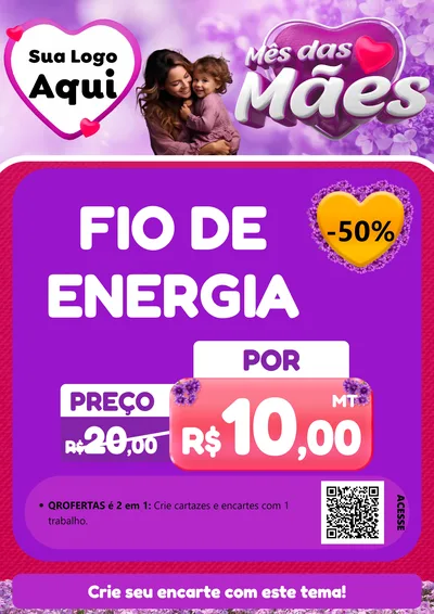 Modelo de Cartaz para Cartaz A4 Vertical com o tema Mês das Mães para Materiais Elétricos
