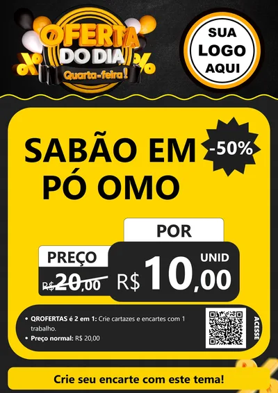 Modelo de Cartaz para Cartaz A4 Vertical com o tema Oferta do Dia - Quarta Feira! para Produtos de Limpeza