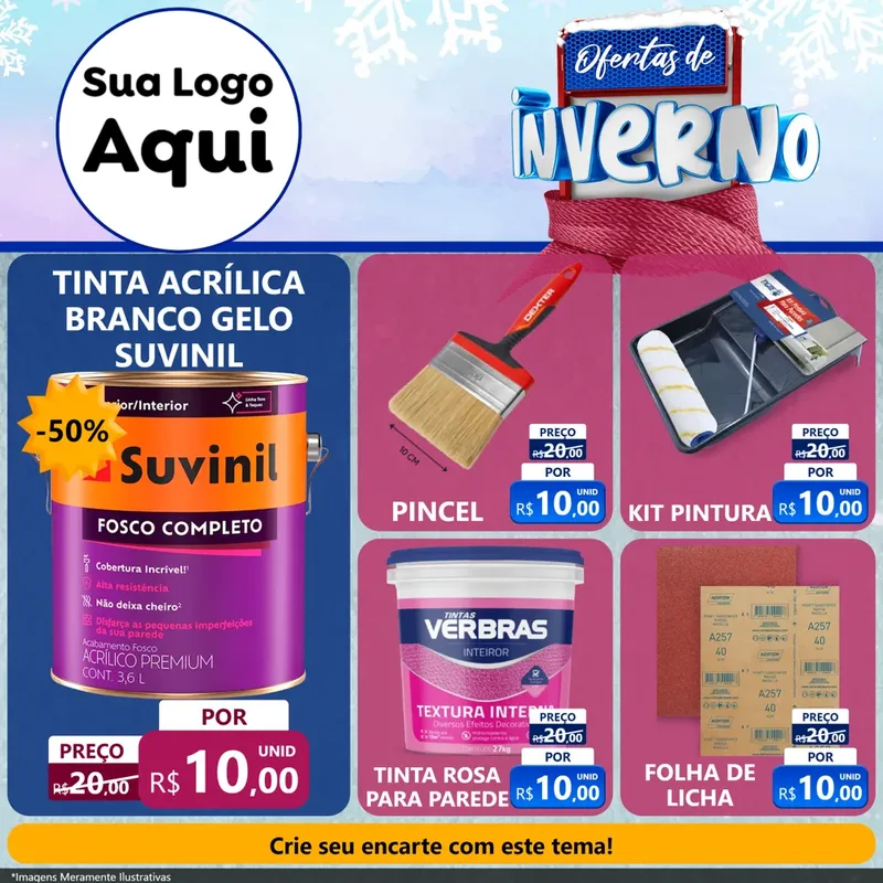 Modelo de Rede Social para Feed Facebook com o tema Ofertas de Inverno para Tintas e Ferramentas