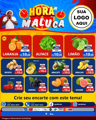Modelo de Rede Social para Feed Instagram com o tema Hora Maluca para Hortifrúti
