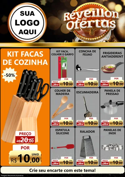 Modelo de Encarte para Encarte A4 Vertical com o tema Réveillon de Ofertas para Utilidades Domésticas