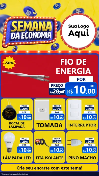Modelo de Rede Social para Stories com o tema Semana da Economia para Materiais Elétricos